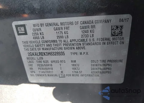 2017 GMC Terrain Denali z USA, uszkodzony, nr VIN 2GKALREK3H6328935